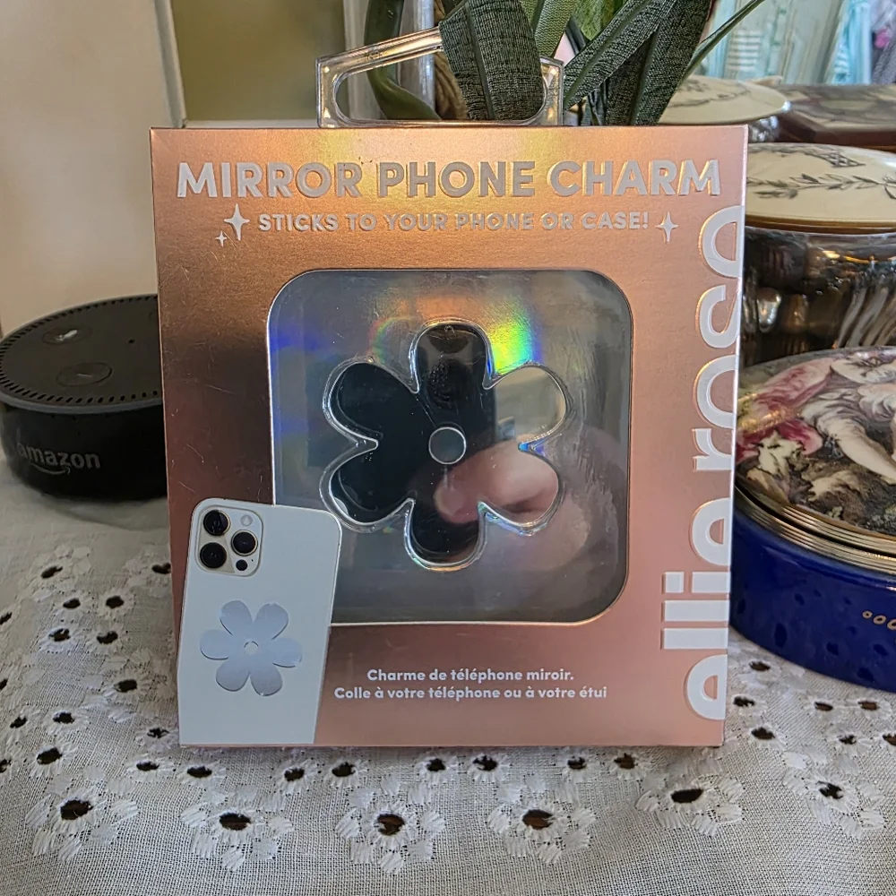 Mirror Phone Charm In Silver NEW